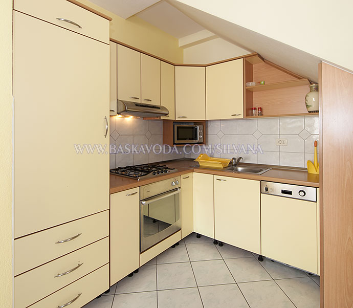 kitchen with real and microwave oven, dish washer